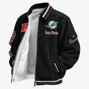 Miami Dolphins Personalized Corduroy Bomber Jacket AMCCLG002717