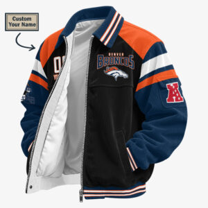 Denver Broncos Personalized Corduroy Bomber Jacket AMCCLG002620