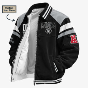 Las Vegas Raiders Personalized Corduroy Bomber Jacket AMCCLG002695