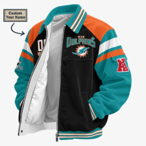 Miami Dolphins Personalized Corduroy Bomber Jacket AMCCLG002718