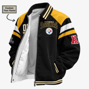 Pittsburgh Steelers Personalized Corduroy Bomber Jacket AMCCLG002785