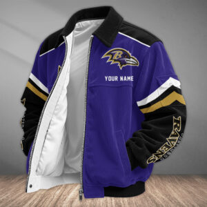 Baltimore Ravens Personalized Corduroy Bomber Jacket AMCCLG002548