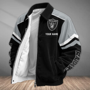 Las Vegas Raiders Personalized Corduroy Bomber Jacket AMCCLG002697
