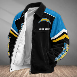 Los Angeles Chargers Personalized Corduroy Bomber Jacket AMCCLG002705