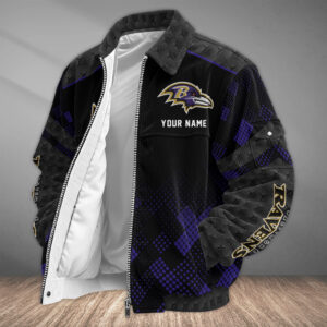 Baltimore Ravens Personalized Corduroy Bomber Jacket AMCCLG002550