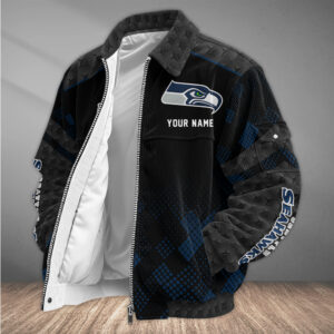 Seattle Seahawks Personalized Corduroy Bomber Jacket AMCCLG002801