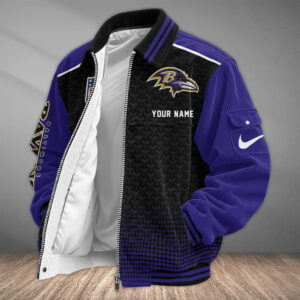Baltimore Ravens Personalized Corduroy Bomber Jacket AMCCLG002551