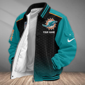 Miami Dolphins Personalized Corduroy Bomber Jacket AMCCLG002730