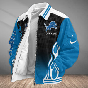 Detroit Lions Personalized Corduroy Bomber Jacket AMCCLG002641