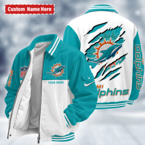 Miami Dolphins Personalized Corduroy Bomber Jacket AMCCLG002726
