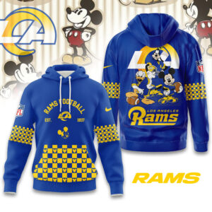 Los Angeles Rams Disney x NFL Hoodie Personalized – Custom Name Disney Character Hoodie, Mother's Day Gift, Family Travel Shirt AMCCLG003093