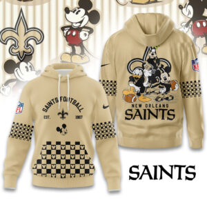 New Orleans Saints Disney x NFL Hoodie Personalized – Custom Name Disney Character Hoodie, Mother's Day Gift, Family Travel Shirt AMCCLG003097