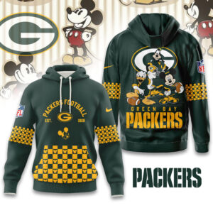Green Bay Packers Disney x NFL Hoodie Personalized – Custom Name Disney Character Hoodie, Mother's Day Gift, Family Travel Shirt AMCCLG003086