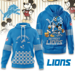 Detroit Lions Disney x NFL Hoodie Personalized – Custom Name Disney Character Hoodie, Mother's Day Gift, Family Travel Shirt AMCCLG003085