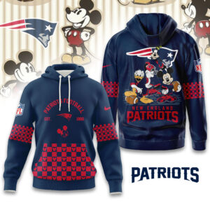 New England Patriots Disney x NFL Hoodie Personalized – Custom Name Disney Character Hoodie, Mother's Day Gift, Family Travel Shirt AMCCLG003096