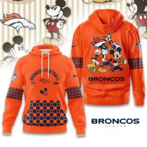 Denver Broncos Disney x NFL Hoodie Personalized – Custom Name Disney Character Hoodie, Mother's Day Gift, Family Travel Shirt AMCCLG003084