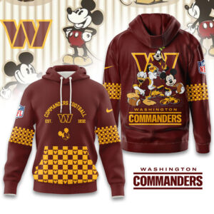 Washington Commanders Disney x NFL Hoodie Personalized – Custom Name Disney Character Hoodie, Mother's Day Gift, Family Travel Shirt AMCCLG003106