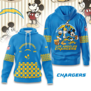 Los Angeles Chargers Disney x NFL Hoodie Personalized – Custom Name Disney Character Hoodie, Mother's Day Gift, Family Travel Shirt AMCCLG003092