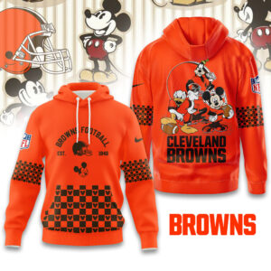 Cleveland Browns Disney x NFL Hoodie Personalized – Custom Name Disney Character Hoodie, Mother's Day Gift, Family Travel Shirt AMCCLG003082