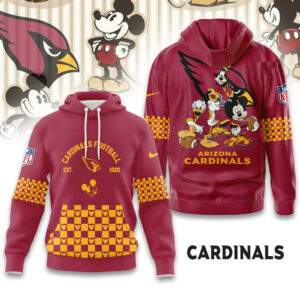 Arizona Cardinals Disney x NFL Hoodie Personalized – Custom Name Disney Character Hoodie, Mother's Day Gift, Family Travel Shirt AMCCLG003075