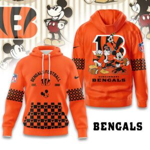Cincinnati Bengals Disney x NFL Hoodie Personalized – Custom Name Disney Character Hoodie, Mother's Day Gift, Family Travel Shirt AMCCLG003081