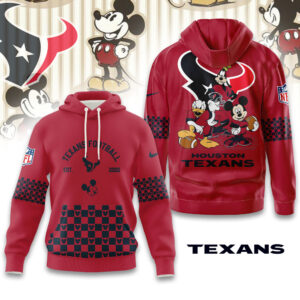 Houston Texans Disney x NFL Hoodie Personalized – Custom Name Disney Character Hoodie, Mother's Day Gift, Family Travel Shirt AMCCLG003087